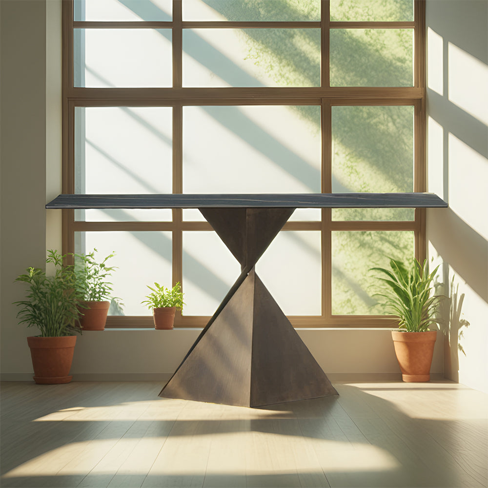 LUXORA CC1012 100/120/140cm Minimalist Style Sintered Stone Top Geometric Design Console Table