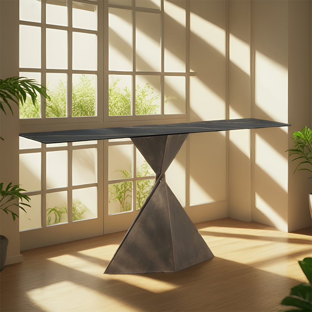 LUXORA CC1012 100/120/140cm Minimalist Style Sintered Stone Top Geometric Design Console Table