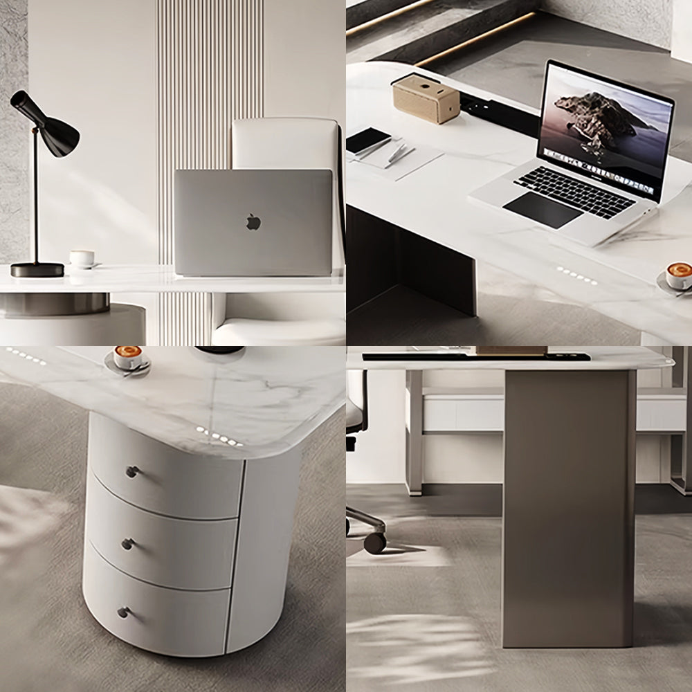 LUXORA DR1099 140/160/180cm Minimalist Style Supercrystal Stone Desk