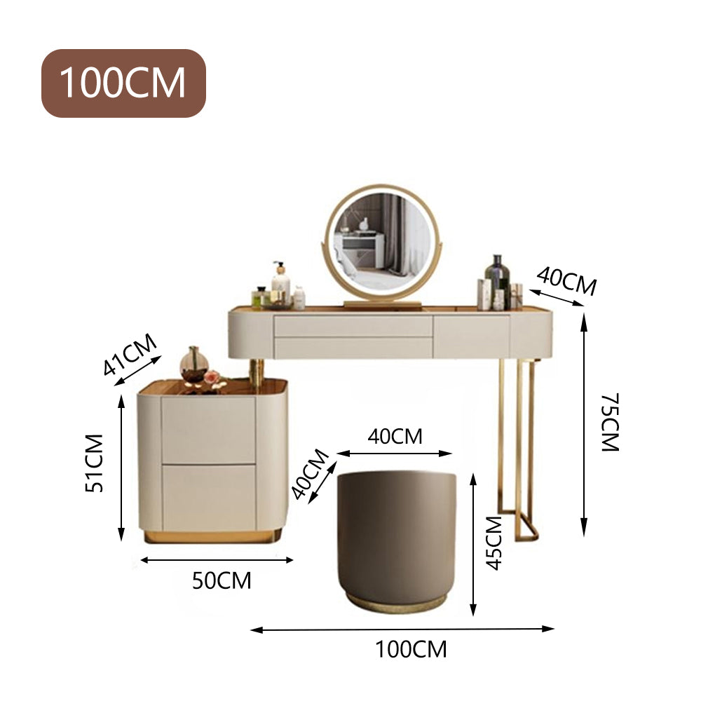LUXORA DR1013 80-120cm Pine Frame Rock Board Desktop Dressing Table