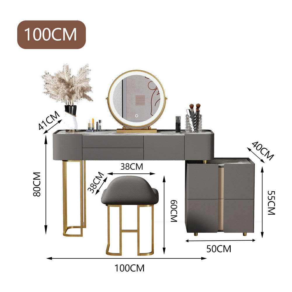 LUXORA DR1016 80-120cm Pine Frame Rock Board Desktop Dressing Table