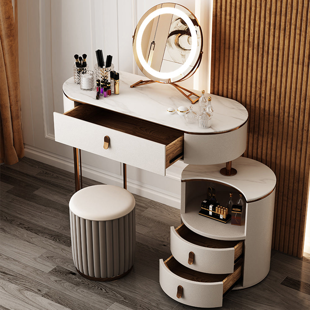 LUXORA DR1019 80-120cm Rock Countertop Solid Wood Cabinet Dressing Table