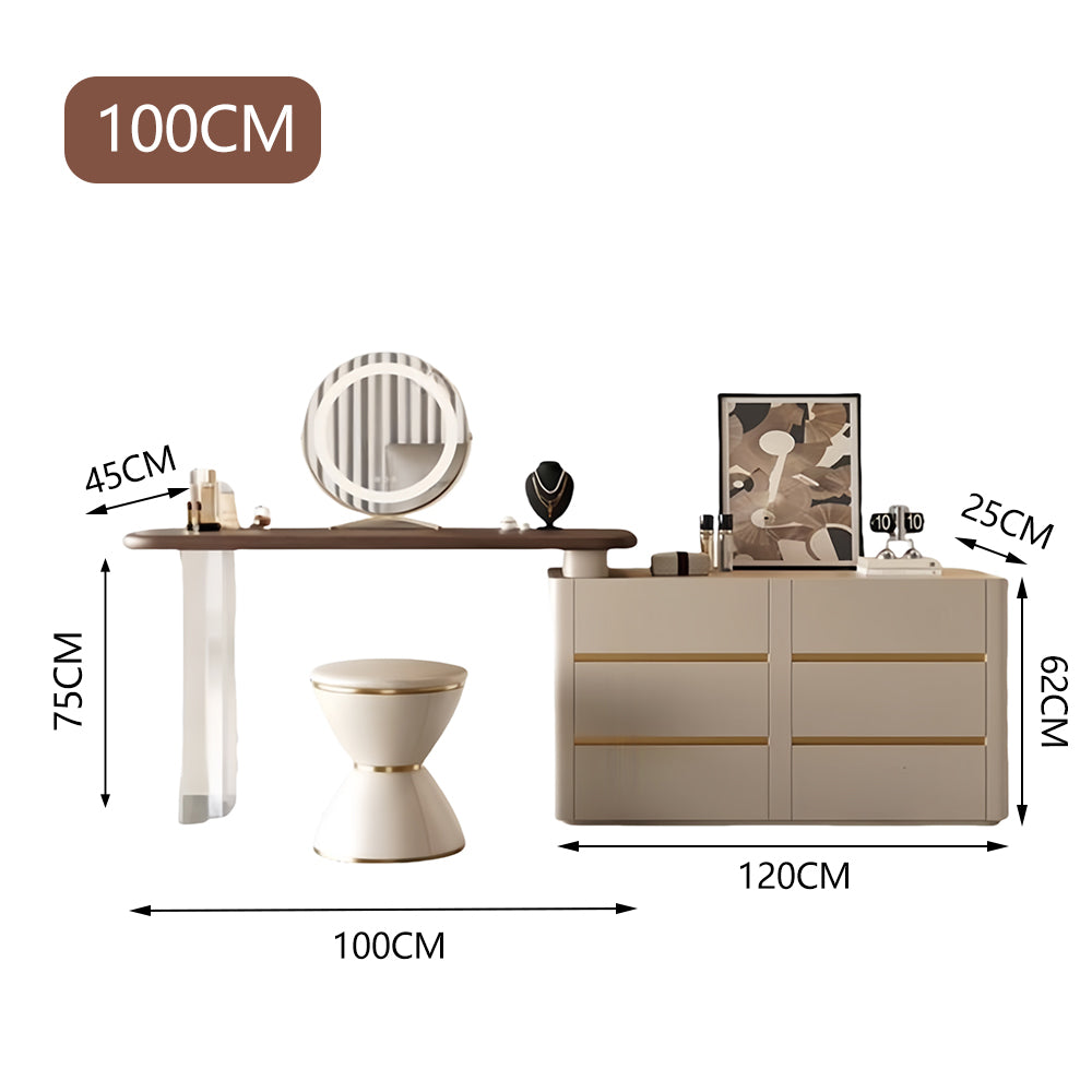 LUXORA DR1039 80-120cm Rock Countertop Solid Wood Cabinet Dressing Table