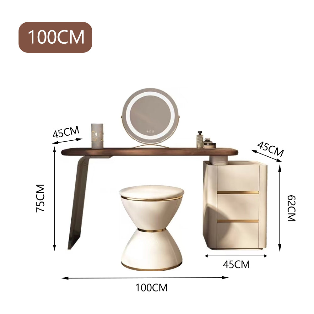 LUXORA DR1041 80-120cm Acrylic Support Solid Wood Cabinet Dressing Table