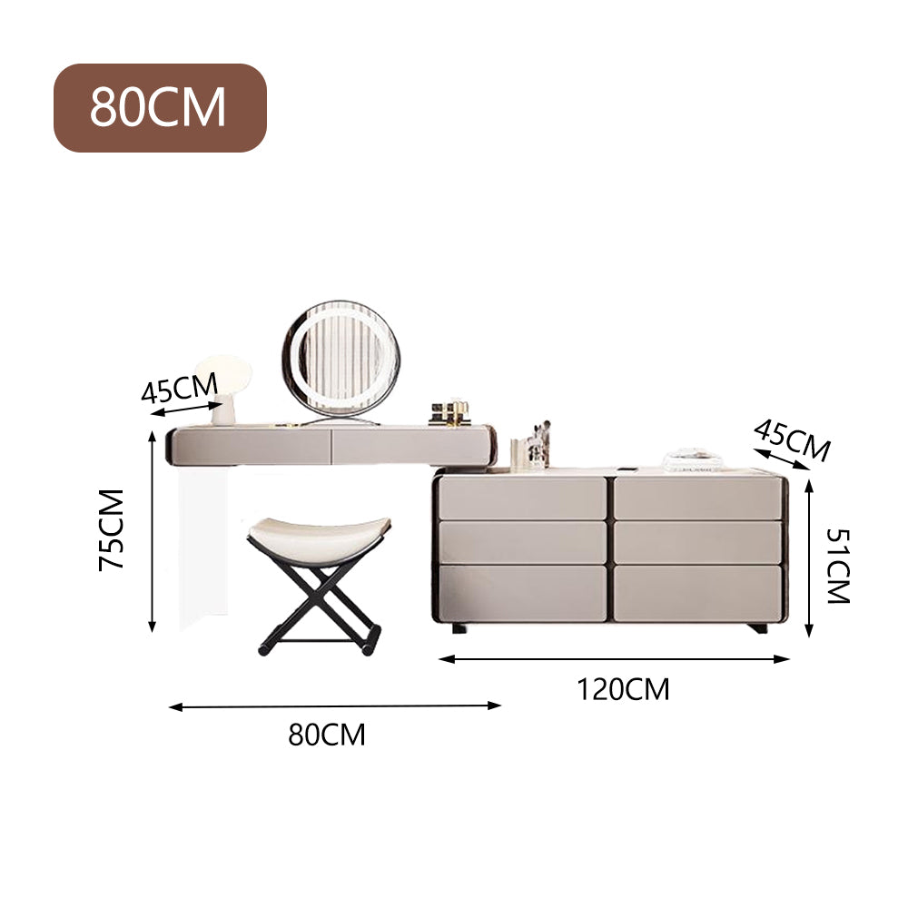 LUXORA DR1042 80-120cm Acrylic Support Solid Wood Cabinet Dressing Table