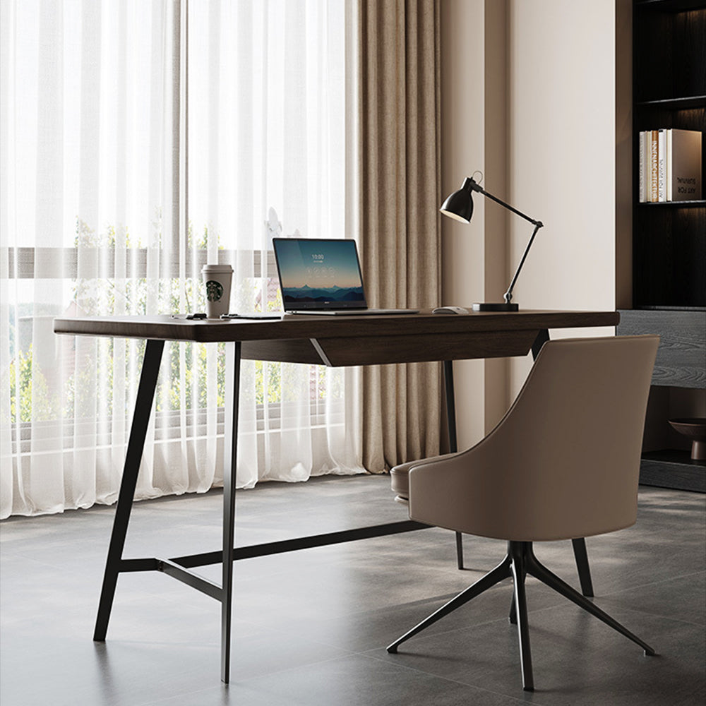 LUXORA WD1049 120/140/160CM Minimalist Style Black Walnut Solid Wood Desk