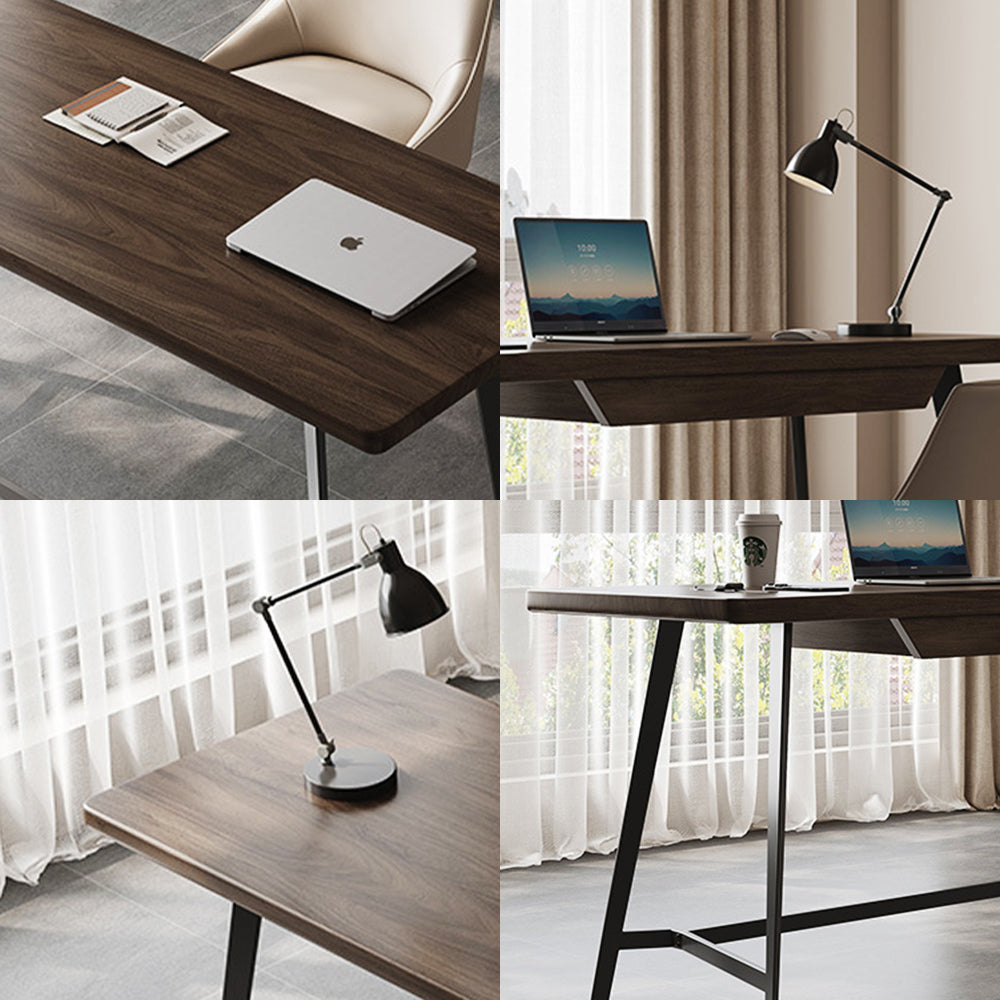 LUXORA WD1049 120/140/160CM Minimalist Style Black Walnut Solid Wood Desk