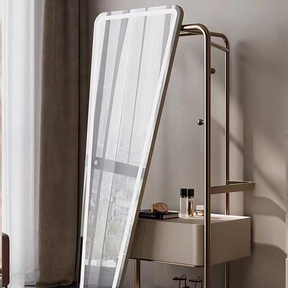 LUXORA DR1057 80cm Multi-Functional Solid Wood Cabinet Dressing Table With LED Mirror