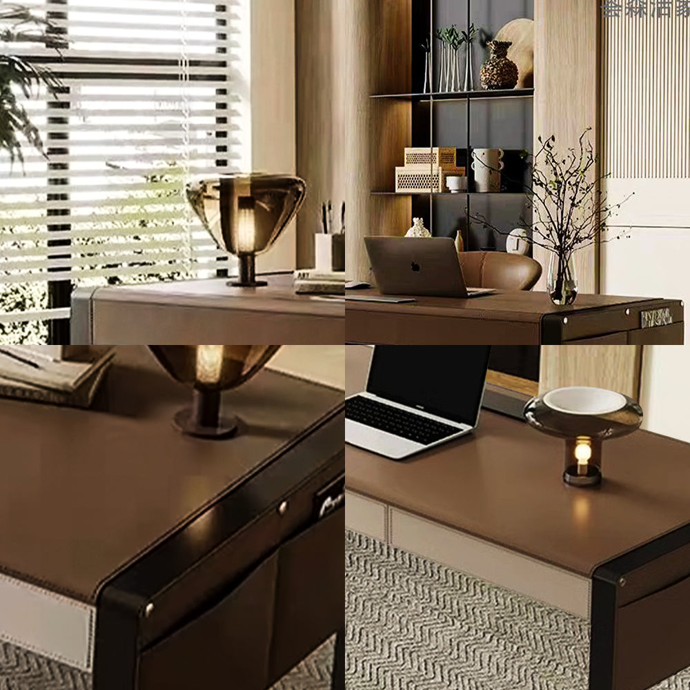 LUXORA DR1072 120/140/160/180cm Light Luxury Style Saddle Leather Desk