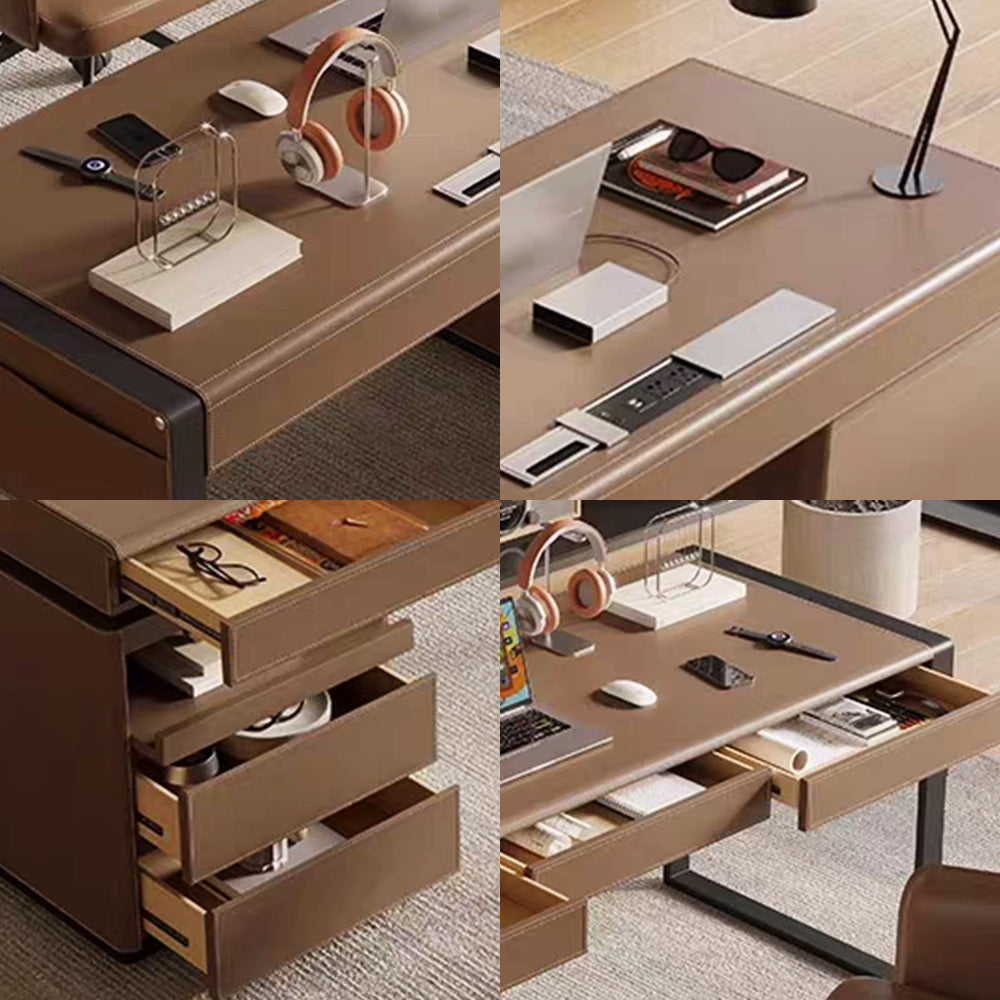 LUXORA DR1073 120/140/160/180cm Light Luxury Style Saddle Leather Desk