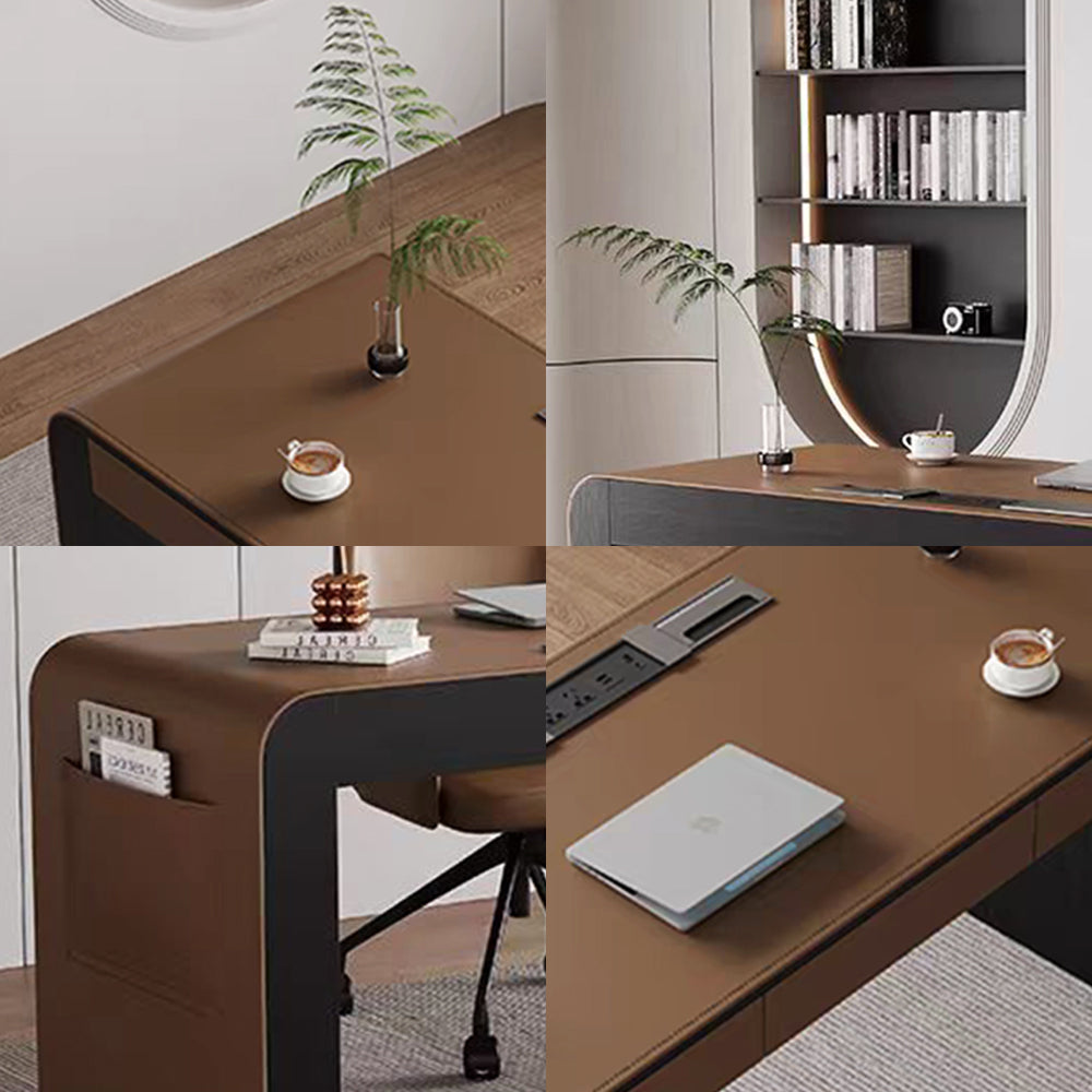 LUXORA DR1074 120/140/160/180cm Minimalist Style Fall Saddle Leather Desk