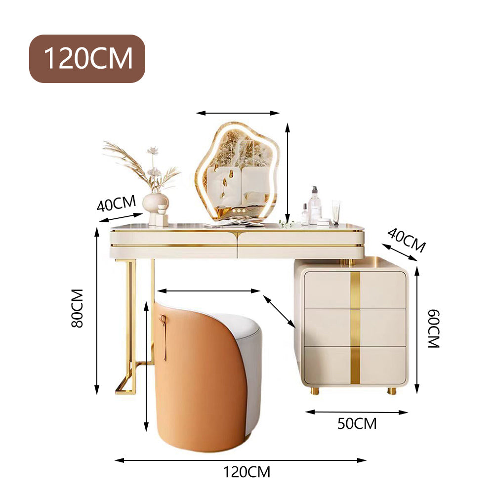 LUXORA DR1096 80-120cm Rock Countertop Solid Wood Cabinet Dressing Table