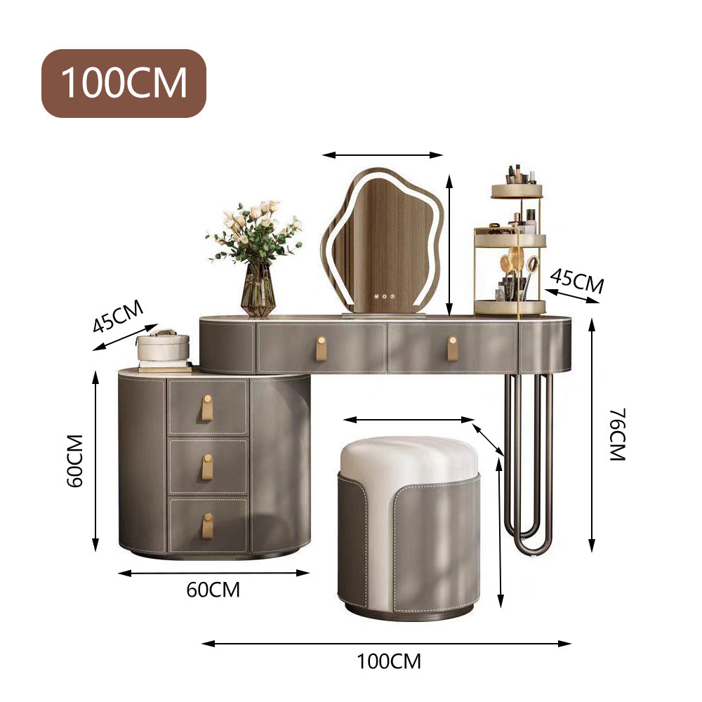 LUXORA DR1097 100-120cm Rock Countertop Solid Wood Cabinet Dressing Table