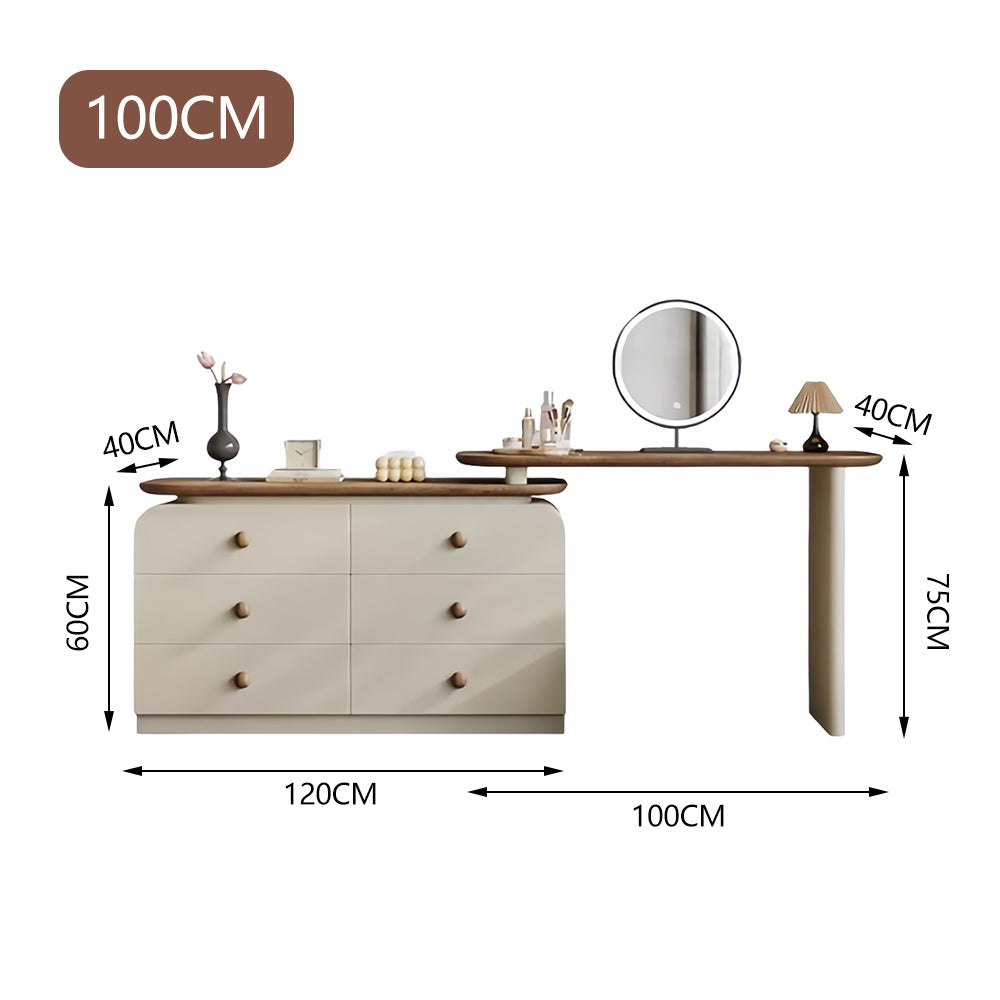 LUXORA DR1103 100-120cm Expandable Pine Frame Solid Wood Dressing Table
