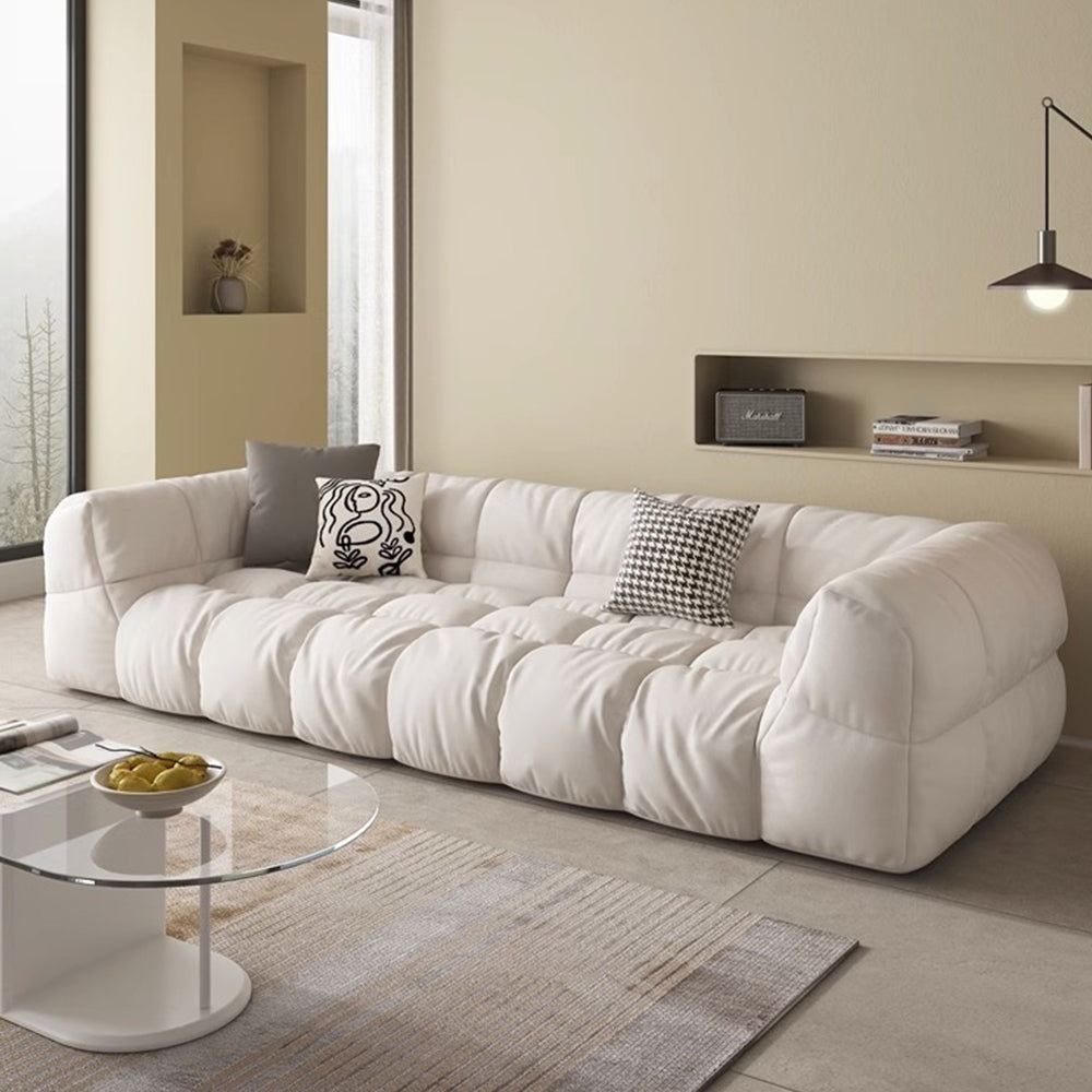 LUXORA S1006 264cm Length Faux Suede Fabric Sofa Solid Wood Frame