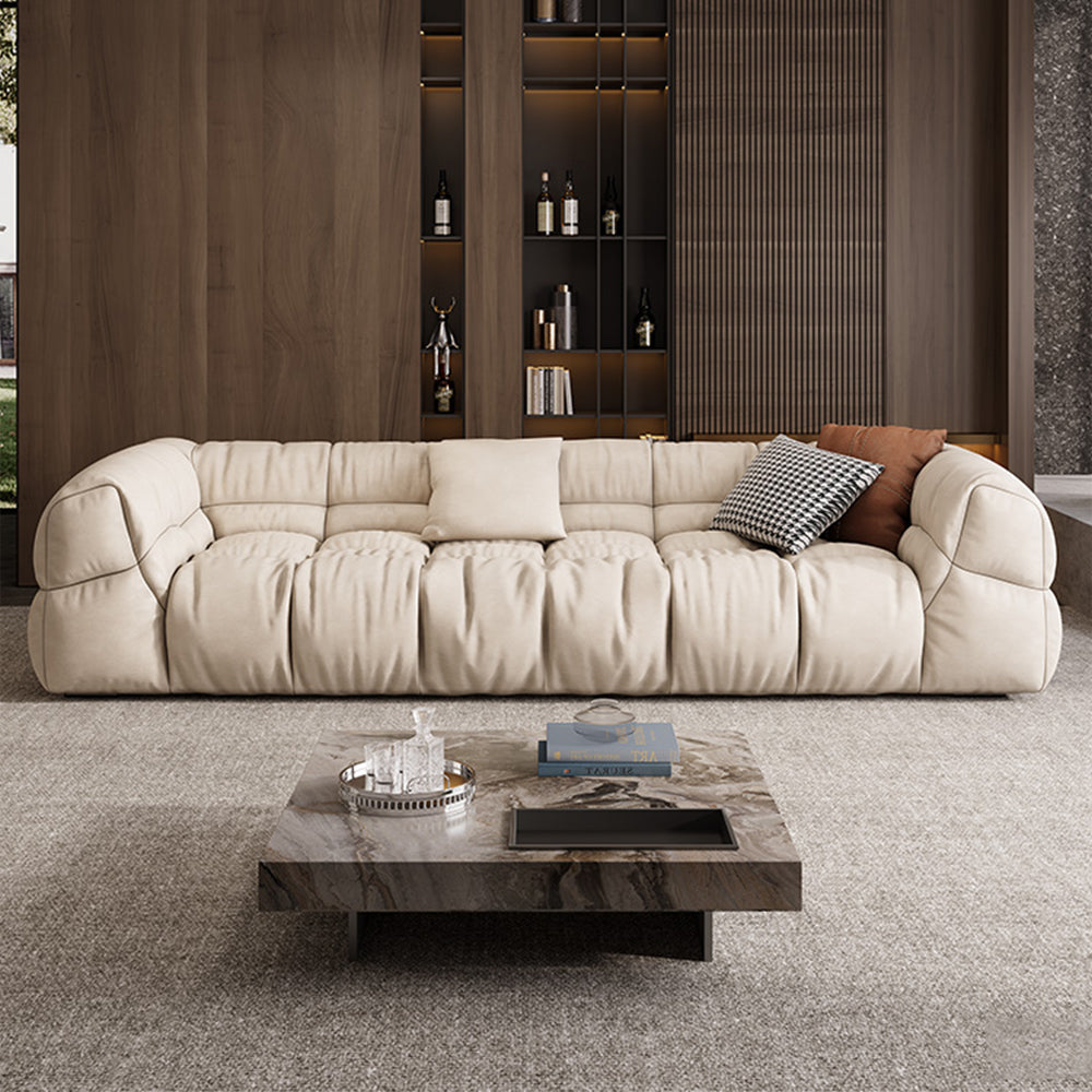 LUXORA S1006 264cm Length Faux Suede Fabric Sofa Solid Wood Frame