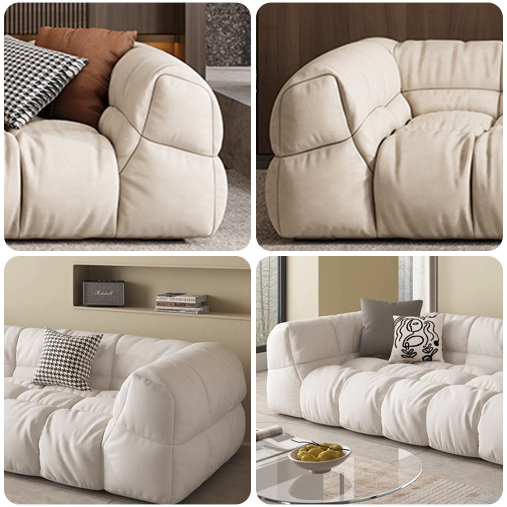 LUXORA S1006 264cm Length Faux Suede Fabric Sofa Solid Wood Frame