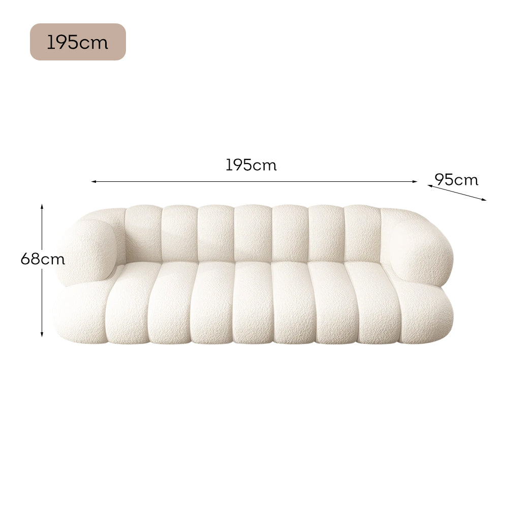 LUXORA S1008 195/245cm Length Lamb Fleece Fabric Sofa Solid Wood Frame