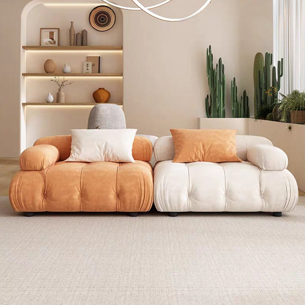 LUXORA S1009 190cm Length Microfiber Leather Fabric Sofa Solid Wood Frame