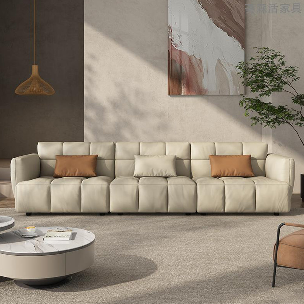 LUXORA S1030 230cm Length  Microfiber Leather Fabric Sofa Solid Wood Frame