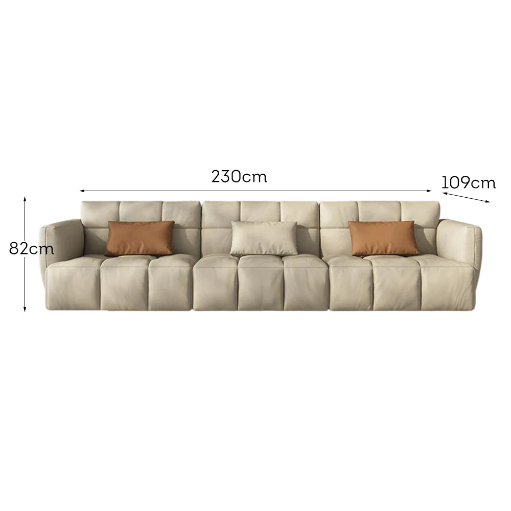 LUXORA S1030 230cm Length  Microfiber Leather Fabric Sofa Solid Wood Frame