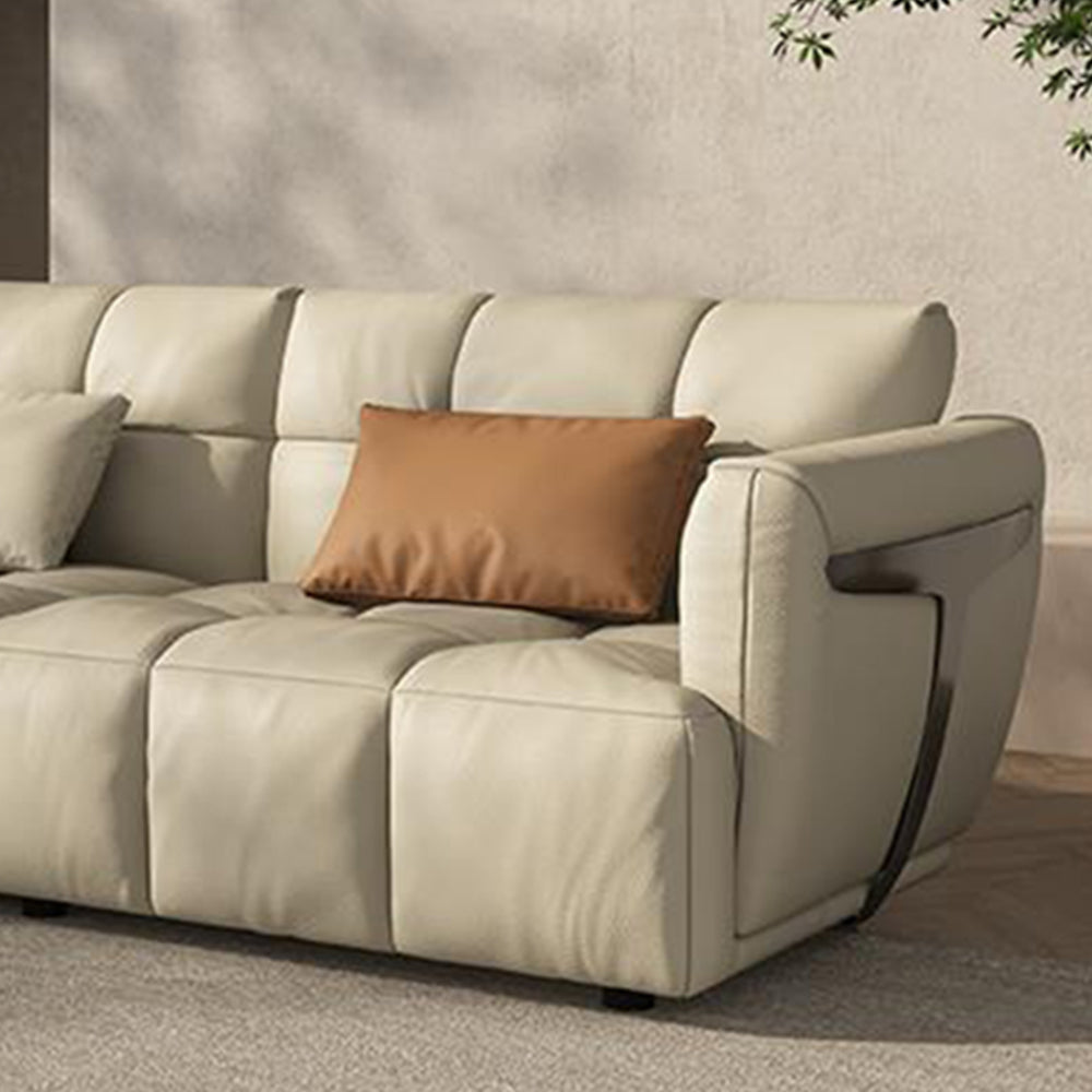 LUXORA S1030 230cm Length  Microfiber Leather Fabric Sofa Solid Wood Frame