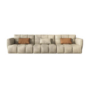 LUXORA S1030 230cm Length  Microfiber Leather Fabric Sofa Solid Wood Frame