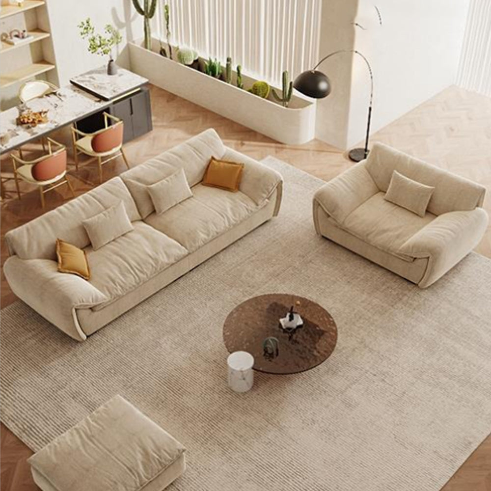 LUXORA S1056 180/220cm Length Faux Suede Fabric Sofa Solid Wood Frame