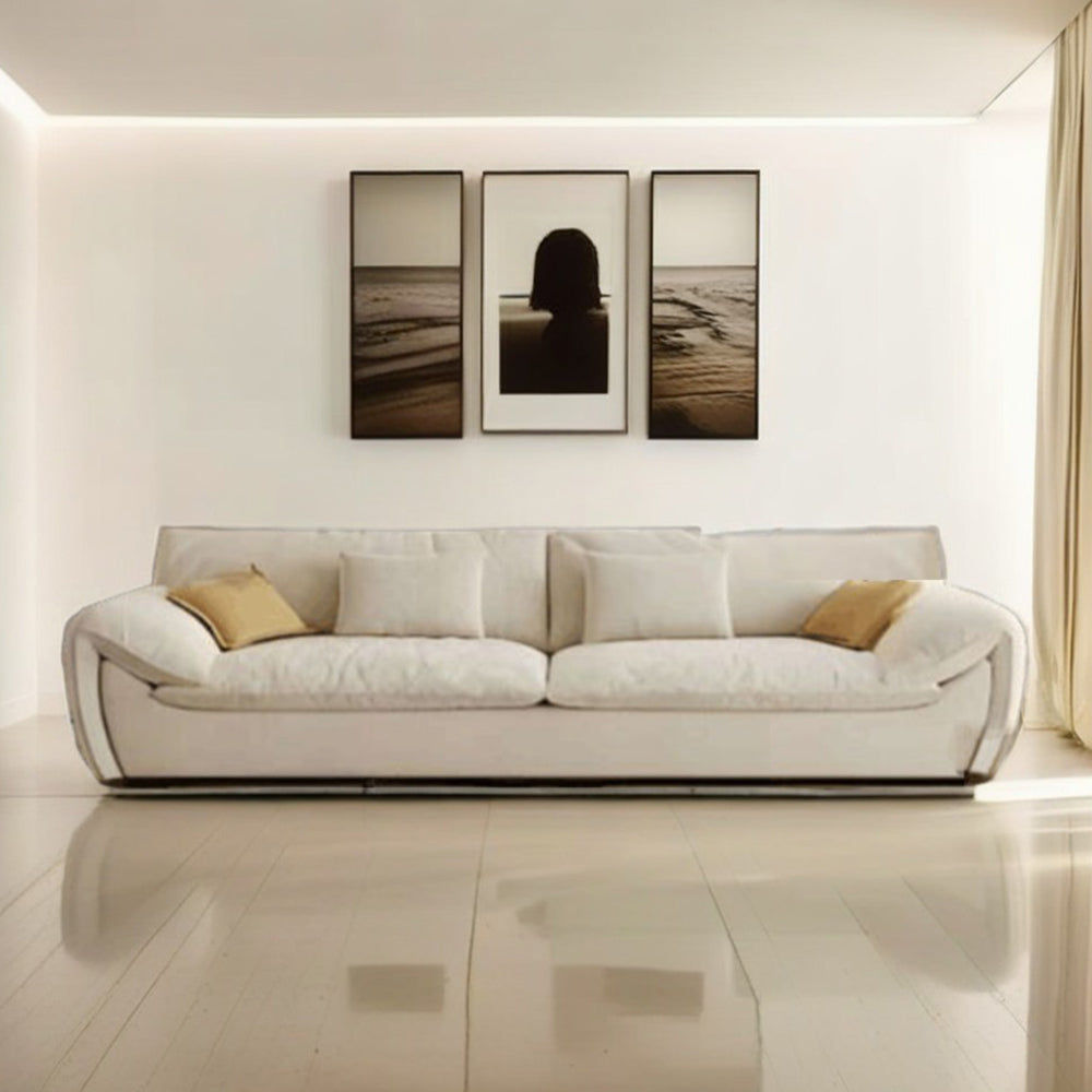 LUXORA S1056 180/220cm Length Faux Suede Fabric Sofa Solid Wood Frame