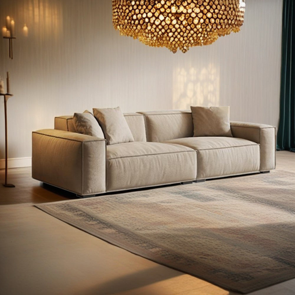 LUXORA S1064 180/220cm Length Microfiber Leather Fabric Sofa Solid Wood Frame