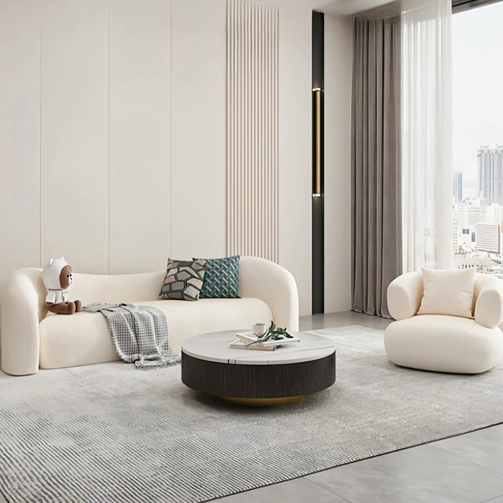 LUXORA S1137 200cm Length Teddy Fleece Fabric Sofa Solid Wood Frame