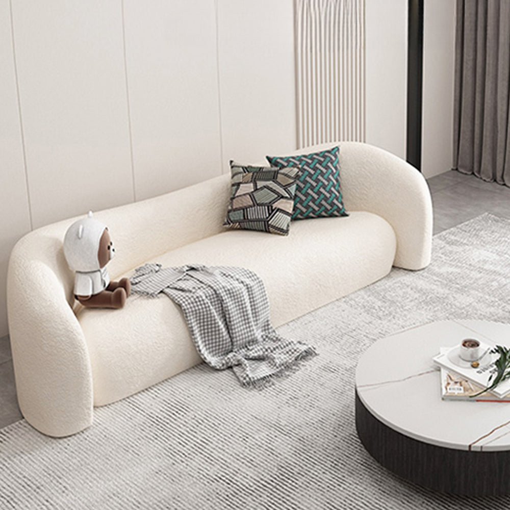 LUXORA S1137 200cm Length Teddy Fleece Fabric Sofa Solid Wood Frame