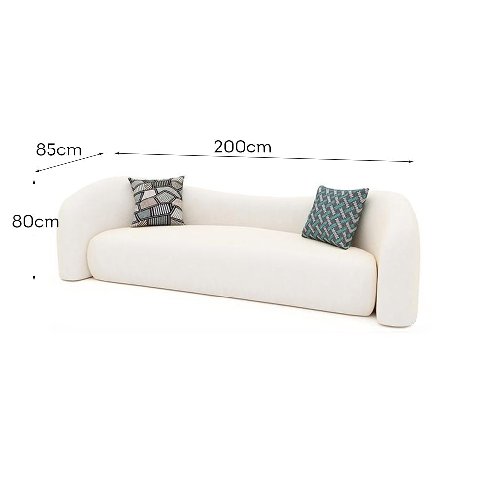 LUXORA S1137 200cm Length Teddy Fleece Fabric Sofa Solid Wood Frame