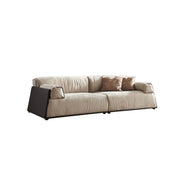 LUXORA S1154 220cm Length Microfiber Leather Fabric Sofa Solid Wood Frame