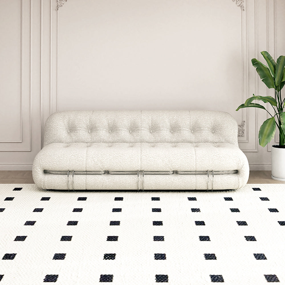 LUXORA S1167 175/215cm Length Lamb Fleece Fabric Sofa Solid Wood Frame