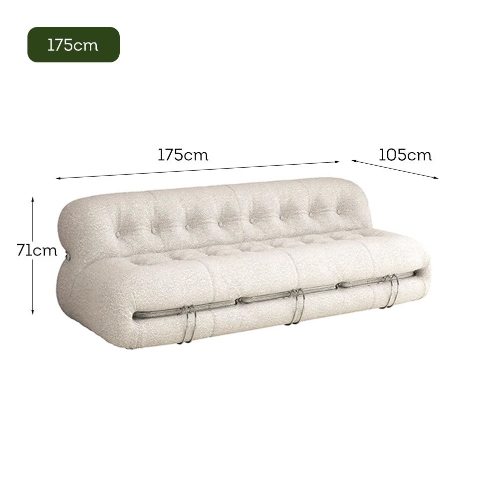 LUXORA S1167 175/215cm Length Lamb Fleece Fabric Sofa Solid Wood Frame