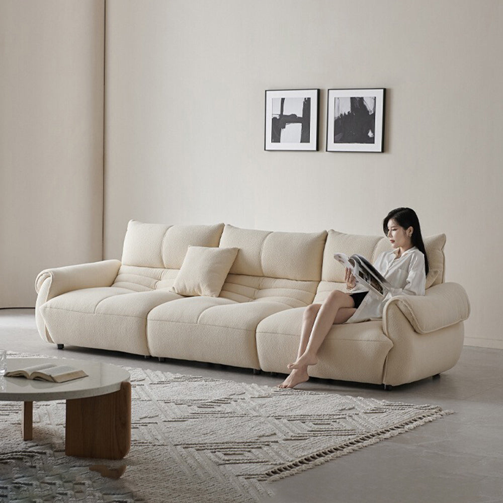 LUXORA S1194 215cm Length Microfiber Leather Fabric Sofa Solid Wood Frame