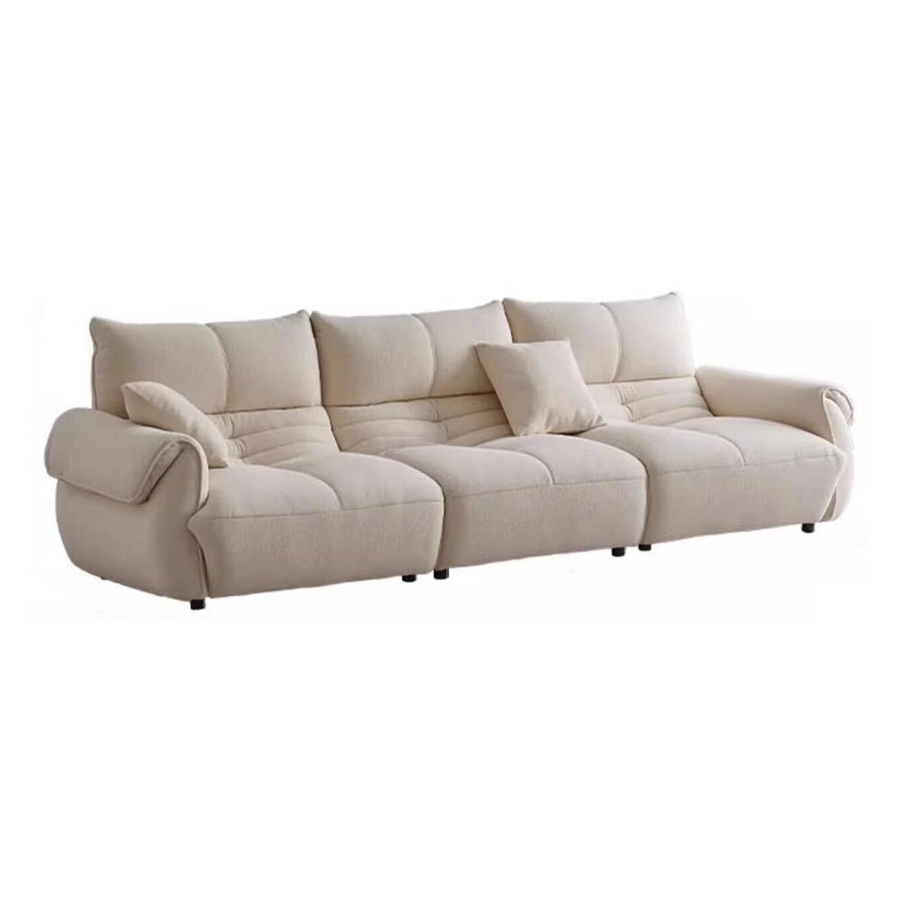 LUXORA S1194 215cm Length Microfiber Leather Fabric Sofa Solid Wood Frame