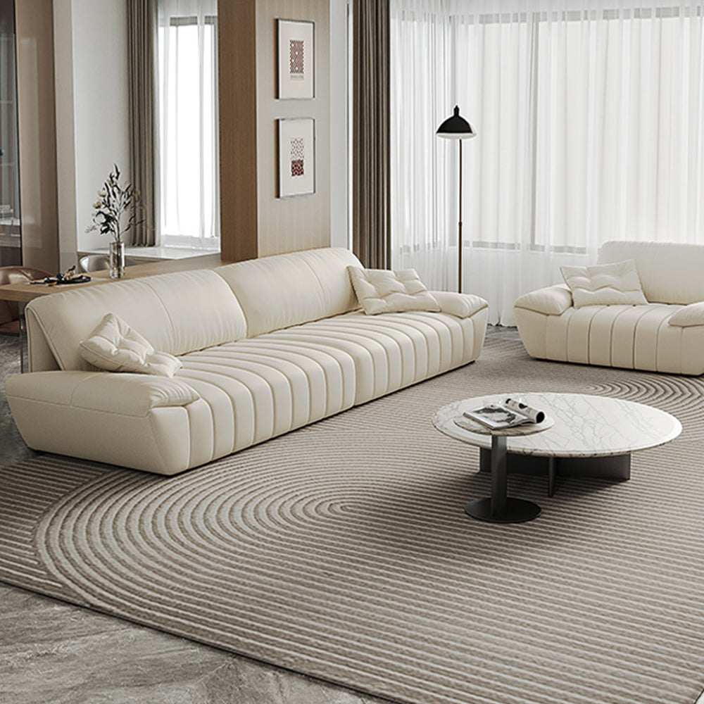 LUXORA S1255 225cm Length Microfiber Leather Fabric Sofa Solid Wood Frame