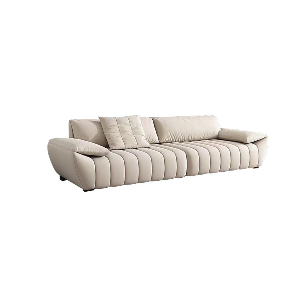 LUXORA S1255 225cm Length Microfiber Leather Fabric Sofa Solid Wood Frame