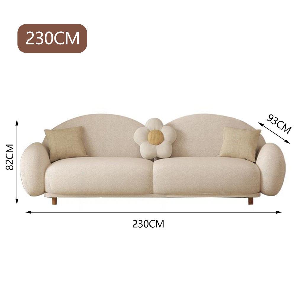 LUXORA S1286 Fashionable Minimalist Style Solid Wood Sofa 230cm Teddy Fabric