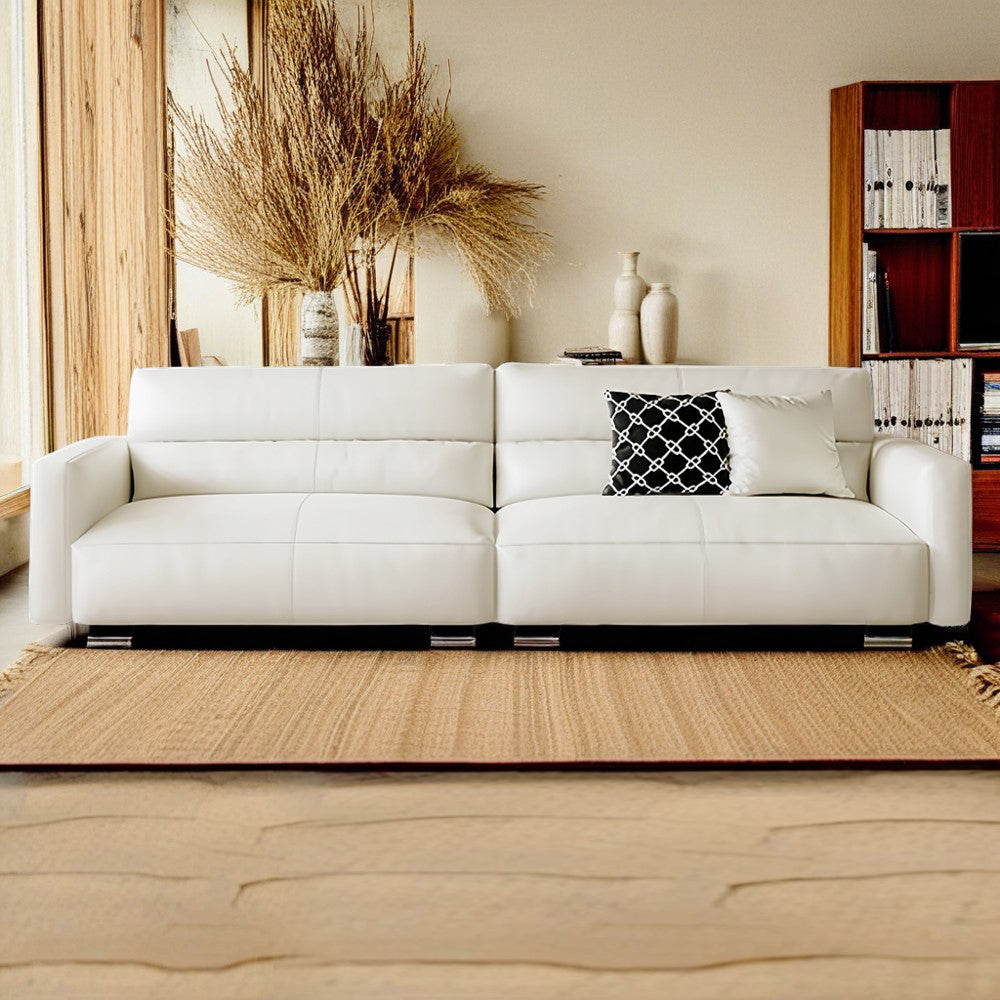 LUXORA S1311 180/200cm Length Microfiber Leather Fabric Sofa Solid Wood Frame