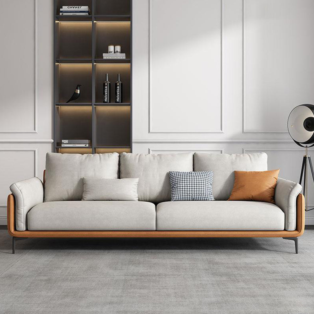 LUXORA S1313 210CM Length Microfiber Leather Fabric Sofa Solid Wood Frame