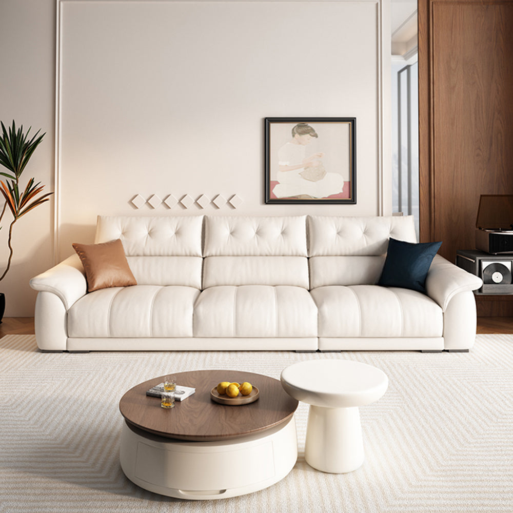 LUXORA S1314 250cm Length Microfiber Leather Fabric Sofa Solid Wood Frame