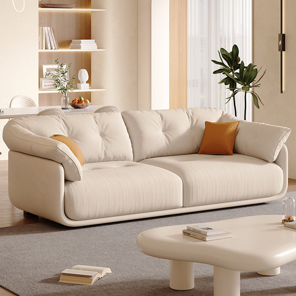 LUXORA S1322 220cm Length Microfiber Leather Fabric Sofa Solid Wood Frame