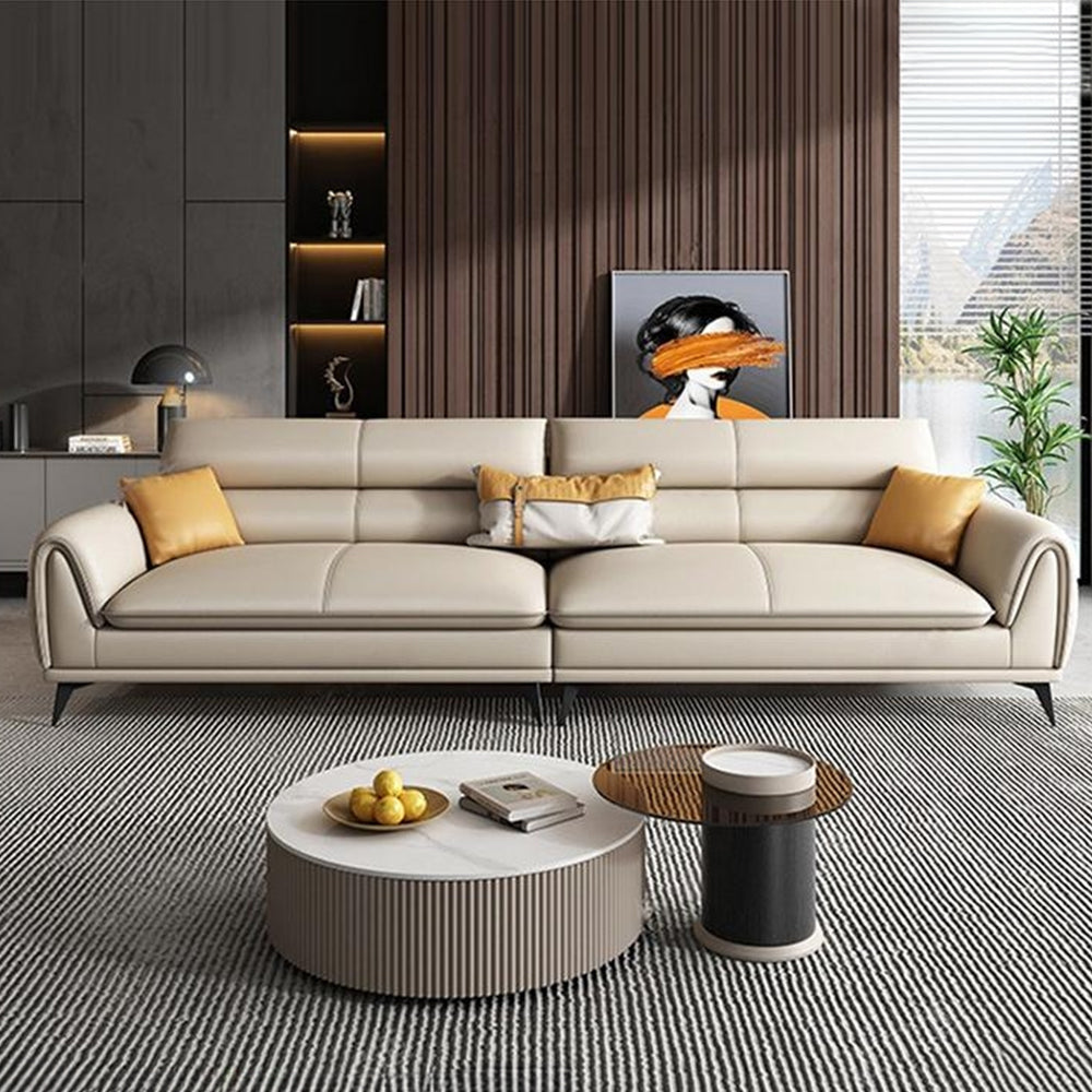 LUXORA S1341 170/210cm Length Microfiber Leather Fabric Sofa Solid Wood Frame