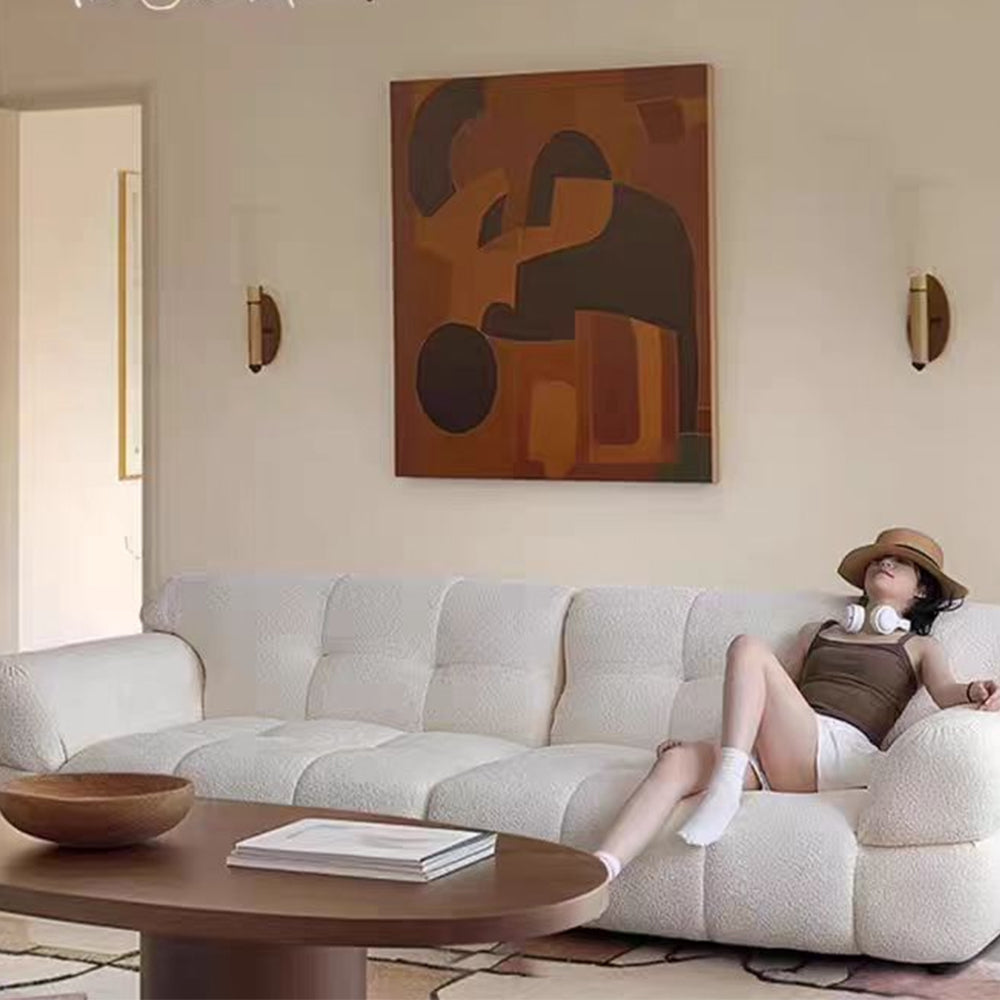 LUXORA S1470 Fashionable Minimalist Style Solid Wood Sofa 220-240cm Lambswool Fabric