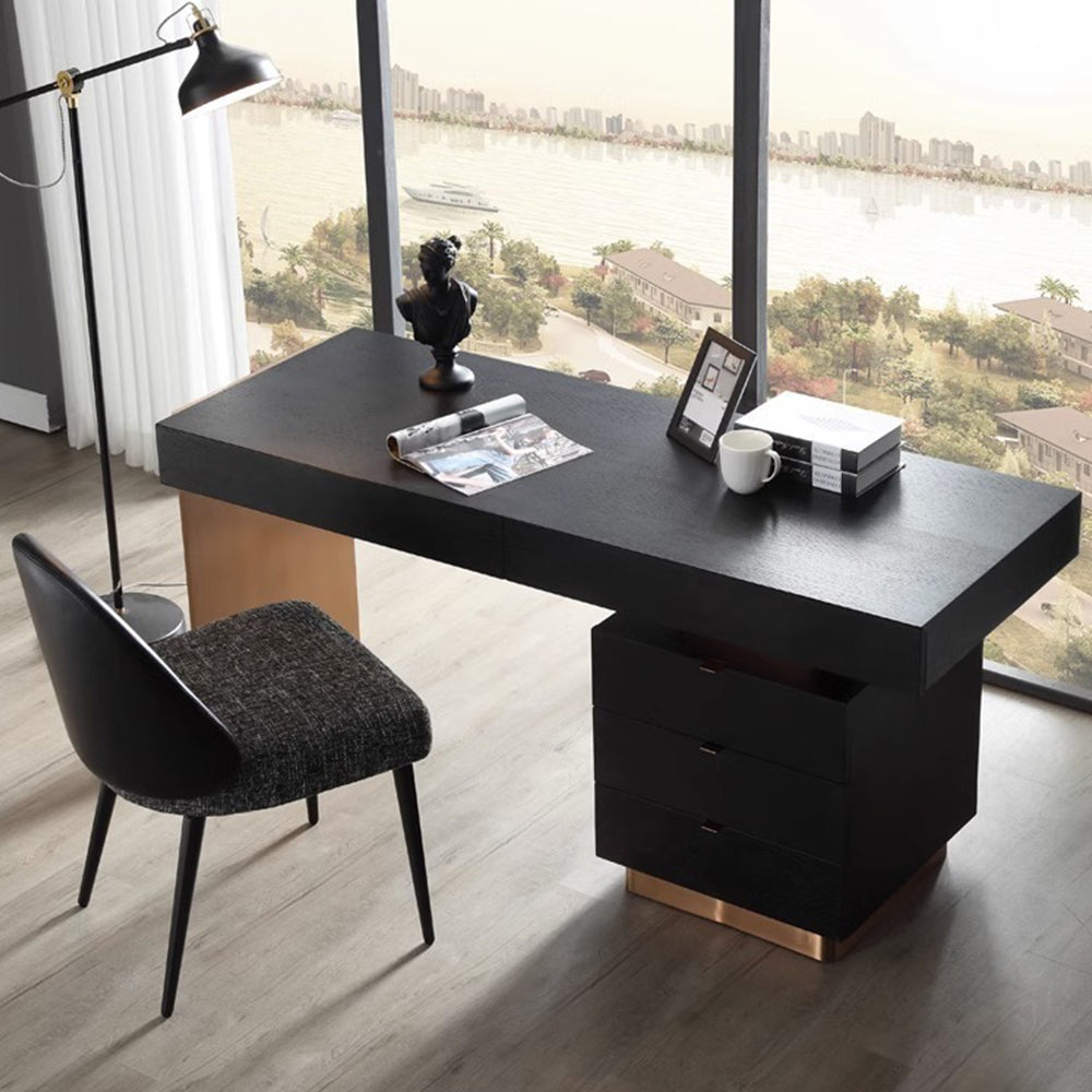 LUXORA WD1001 140/160/180/200cm Length Office Desk With Storage Cabinet Stainless Steel Legs