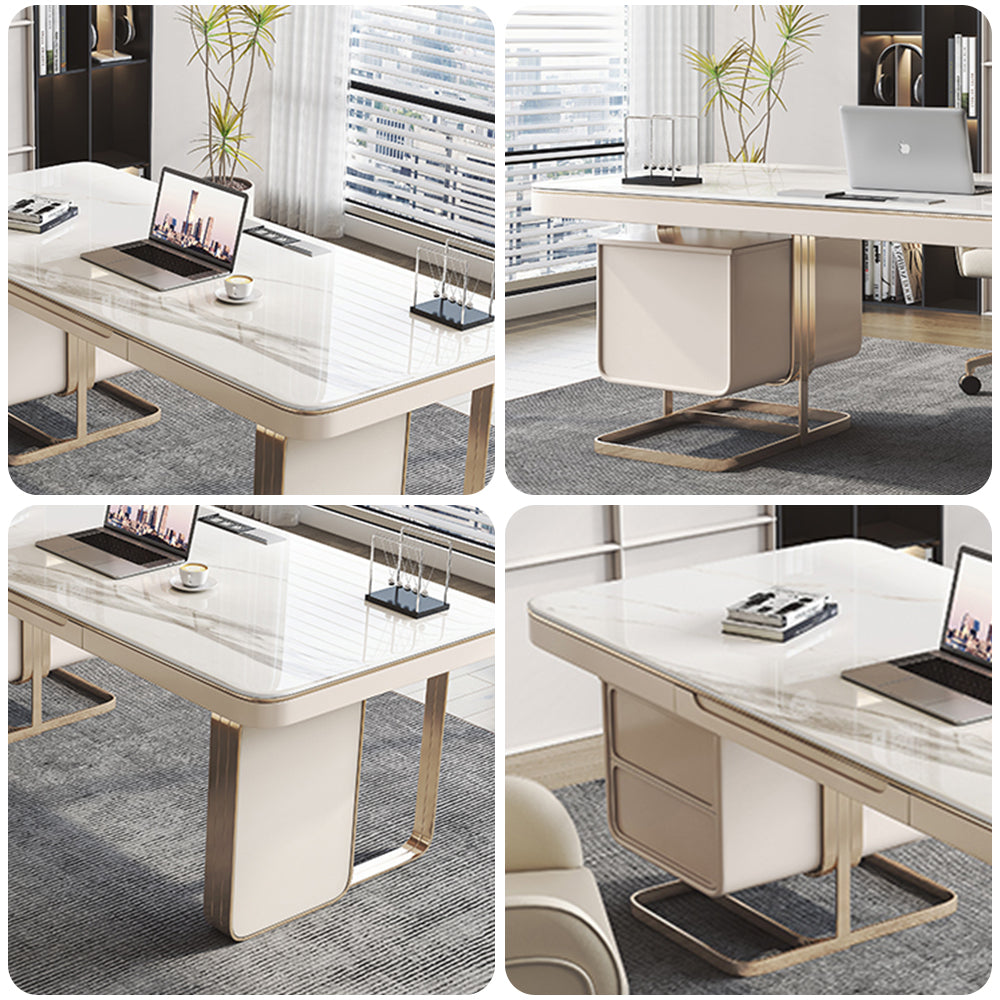 LUXORA WD1017 140/160/180/200cm Length Office Desk Sintered Stone Tabletop