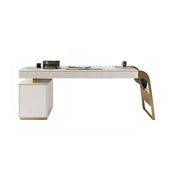 LUXORA WD1020 140cm Length Office Desk With Storage Cabinet Sintered Stone Tabletop